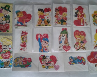 Lot of 16 different vintage childrens Valentine's Day cards