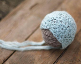 Newborn hat, Mohair hat, Baby girl bonnet