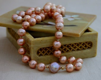 Greta - Brilliant OOAK pearl necklace, hand knotted necklace, pearl jewelry, unique necklace, gift for her, anniversary, gift idea, jewelry