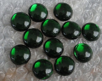 30pc Imperfect Emerald Green Antique Glass Cabachons 17-18mm