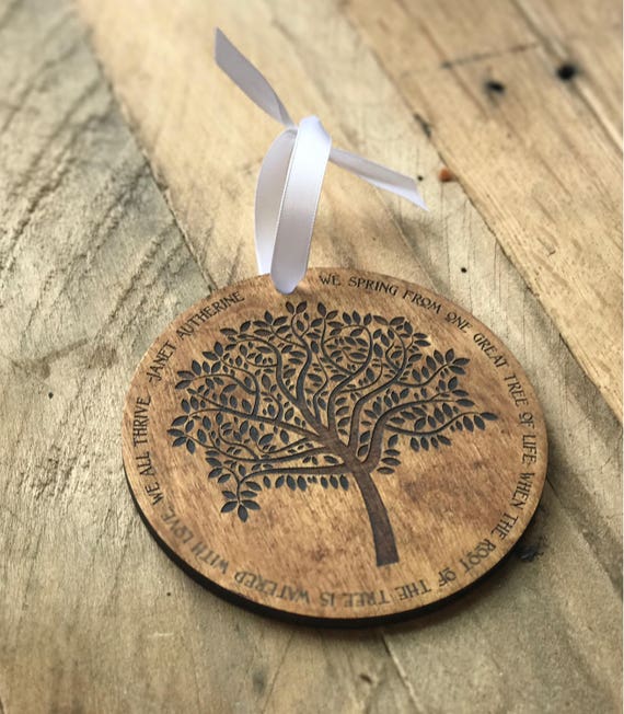 Tree of Life Personalized Engraved Wooden Christmas Ornament: