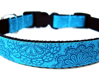 Lace Dog Collar 3/4" Blue Dog Collar