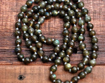 34" Hand knotted labradorite necklace