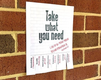 Inspirational Tear Away Poster- Take What You Need with Bible Verses