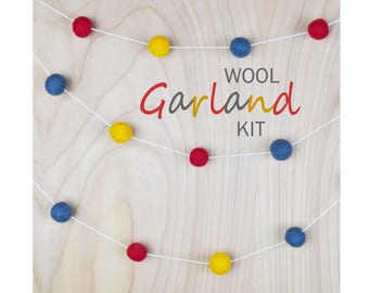 Wool Felting Garland Kit, DIY wet felting kit for all ages, stocking stuffer