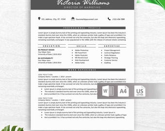 Creative Resume Template for Word | Modern 1-3 Page Resume Template, Icon Set, Cover Letter | Instant Download Resume Template
