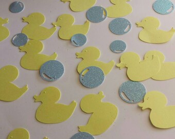 Rub a dub Duck and glitter bubbles baby shower confetti rubber duck decor