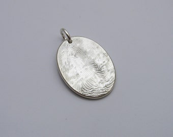 Fingerprint Jewelry, Silver Oval Fingerprint Pendant, Sterling Silver Fingerprint, Personalized Fingerprint Jewelry, Memorial Jewelry