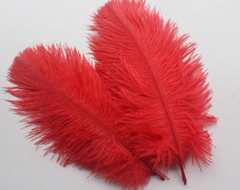 30pcs 15-22cm red ostrich feathers