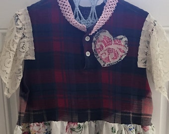 Up cycled Vintage Plaid Tunic Dress