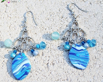 Jade crystal blue lagoon earrings