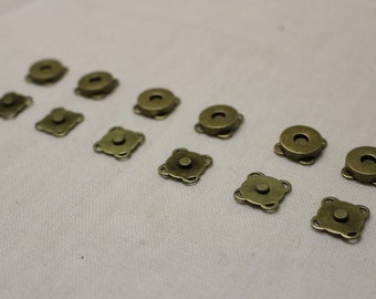 6x Brand New sets of 1.5cm magnetic brass bag clasps/snap buttons/clips. Australian Seller. Fast shipping.