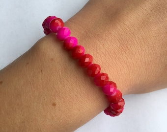 Hot Pink I Stretch Beaded Bracelet