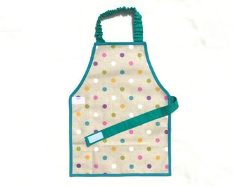 1-6 Waterproof Montessori apron coloured polka dots child toddler boy girl - The best plastified Montessori apron