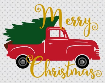 Christmas truck svg, Vintage Truck svg, Old Pickup Truck svg, Truck svg, Pickup Truck svg, Christmas Tree svg, Pine Tree Svg