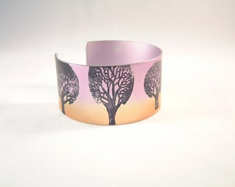 Winter tree anodised aluminium cuff bracelet bangle anodized aluminum jewelry jewellery nature modern