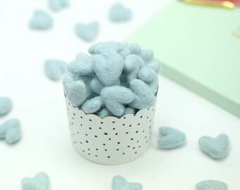Felt Hearts - 3 to 4 cm // Light Blue Felt Hearts
