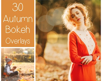 30 Autumn Bokeh Overlays - Gold Bokeh - Light Textures - Fall Photoshop Overlays - Bokeh Textures - Sparkle Overlays - PS Autumn Effects