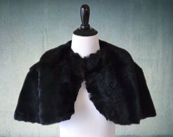 1930s Black Fur Capelet Stole