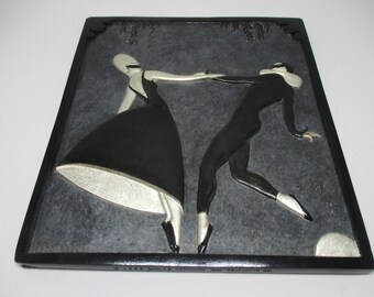 Erte LE "Pas de Duex" Bronze Bas Relief Sculpture 7.50" h x 6.75" Signed/ Numbered