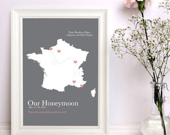 2 year anniversary, cotton anniversary map, 2nd anniversary, wedding map, second anniversary, gift for husband, gift for wife, honeymoon map