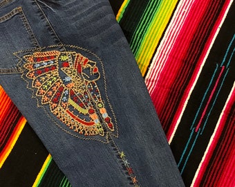 Indian Native American ladies Jeans Boho Hippy Size 4, 6, 8, 10, 12, 14