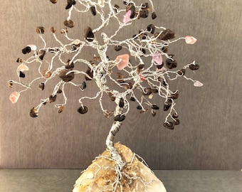 Quartz Gem Tree, Silver Tree Sculpture, Crystal Decor, Gemstone Trees, Tree of Life Art, Graduation Gifts, Friendship Gift