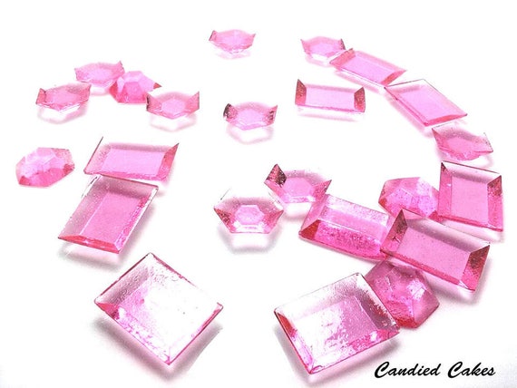 PINK EDIBLE SUGAR Jewels Cupcake Toppers Wedding Cake