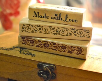 Border rubber stamp I Made with love stamp I Border stamp I Scrapbooking stamp I Stamp I Sentiment stamp I Wooden stamp I Stamp