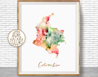 Colombia Map Print Colombia Print Office Art Print Watercolor Map Art Map Artwork Office Decorations Country Map ArtPrintZone