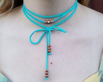 Leather Wrap Lariat Necklace