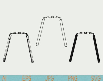 Nunchucks svg/Weapon/ninja/silhouette/cut file/digital download/silhouette cameo/cricut/vector/clipart/stencil/logo/doodle/sketch/hand drawn