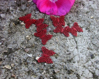 Butterflies x6s red lacquered prints 15 X 20 mm