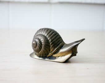 Vintage brass snail figurine brass vintage home decor 70s style