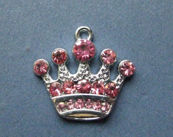 5 Rhinestone Crown Charms - Rhinestone Crown Pendants - Princess Charm - Princess Crown Charm - Rhinestone Crown -21mm x 20mm (H6-10885)