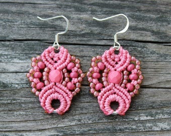 Micro-Macrame Earrings - Pink