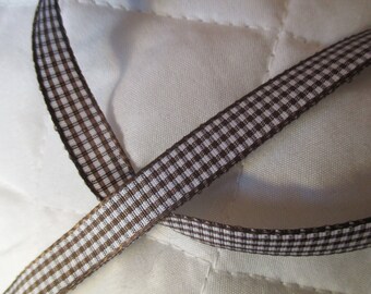 7 m brown white gingham Ribbon