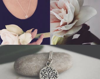 Silver Tree of Life Necklace l Sterling Silver Chain Necklace l Silver Tree of Life Pendant l Floral Pendant Necklace l Symbolic Necklace