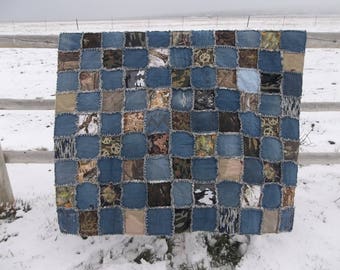 Camo and Denim Throw Size Rag Quilt