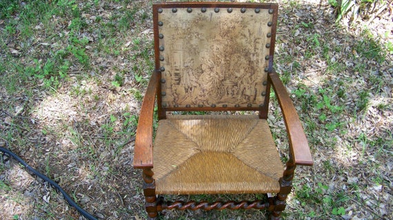 Antique Barley Twist Fireside Chair With Antique Tapestry Like this item? - Antique Barley Twist Fireside Chair With Antique Tapestry