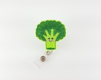 Broccoli - Felt Badge Reel - Nurse Badge Holder - RN Badge Reel - Pediatric Badge Clip - ID Badge - Retractable Name Badge - Dietitian