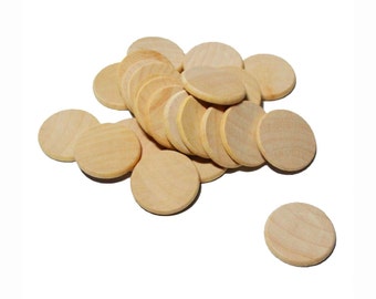 1.5" Smooth WOOD Unfinished Circles Coins Discs Round CutOuts Ornament Craft Dreidel Game Buttons Magnets DIY Gift Tag