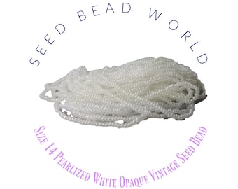 White Size 14 Seed Bead Pearlized White Wedding . Wedding Beads