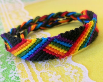 LGBT pride black and rainbow zigzag bracelet LGBTQ gay pride queer- lgbt gift- friendship bracelet- lgbt flag