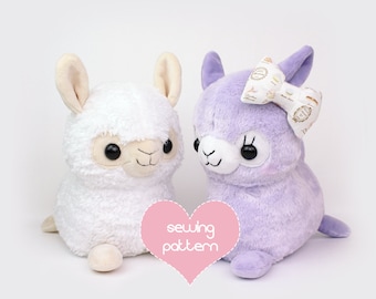 PDF sewing pattern - Alpaca Llama stuffed animal - kawaii plush anime soft toy plushie DIY 12" TeacupLion