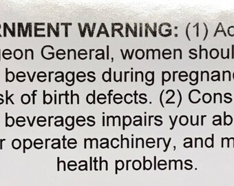 Growler Alcohol Government Warning Label