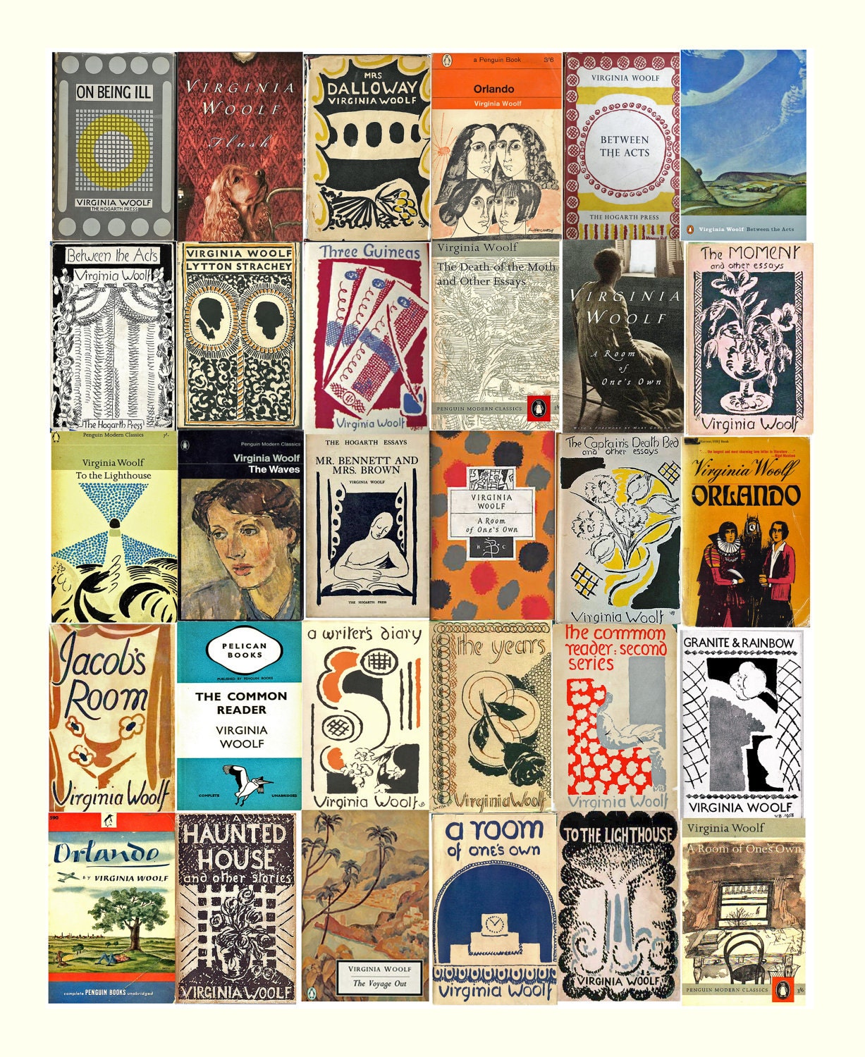 Virginia Woolf Book Covers Fine Art Print 10 x 8 inches