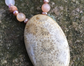 Pretty in Pink Fossilized Coral Necklace
