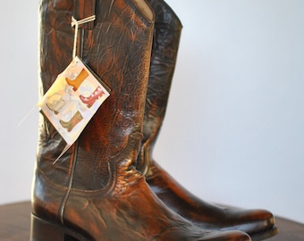 Vintage SENDRA advance patina leather boots , cowboy boots , western boots ..(058)