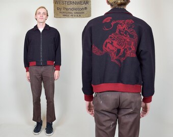 1980s Pendleton ROUND UP Wool Western Zip Up Jacket